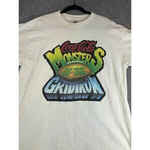 VINTAGE Coca Cola Monsters Of The Gridiron Shirt Mens White Single Stitch Tee XL